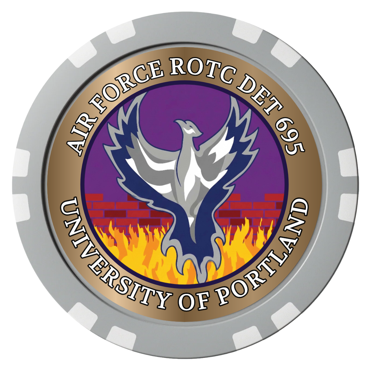 Air Force ROTC Det 695 Composite Poker Chips - Gray / Double Stripe - Front