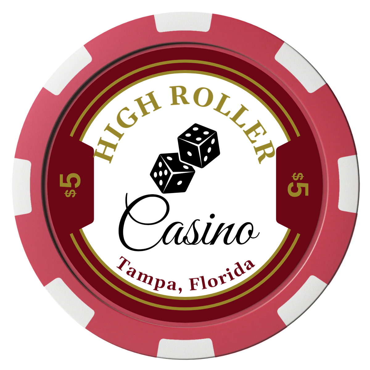 High Roller Casino Magnetic Composite Poker Chips - Black / 8 Spot - Front