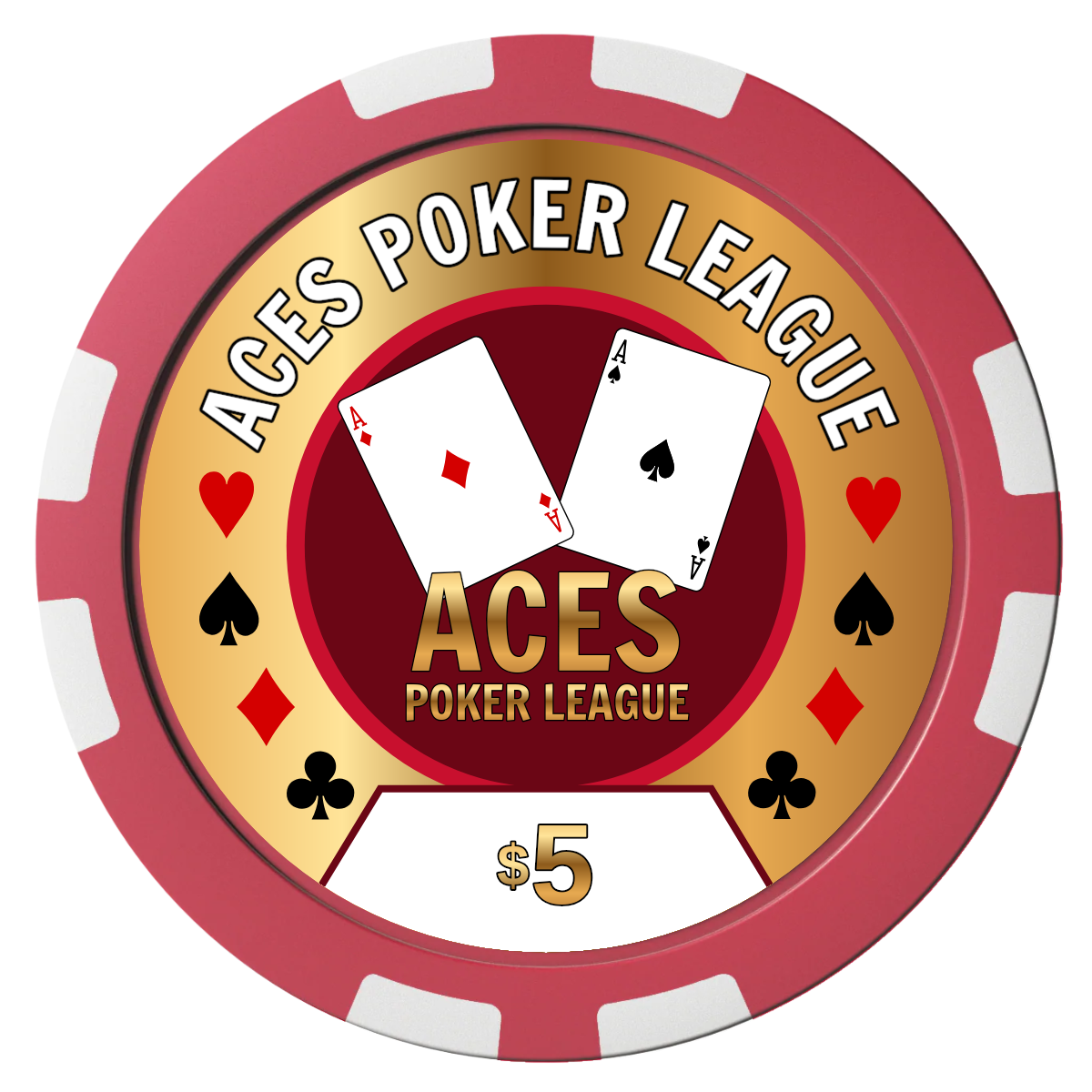 Aces Poker League Composite Poker Chips - Red / 8 Stripe - Front