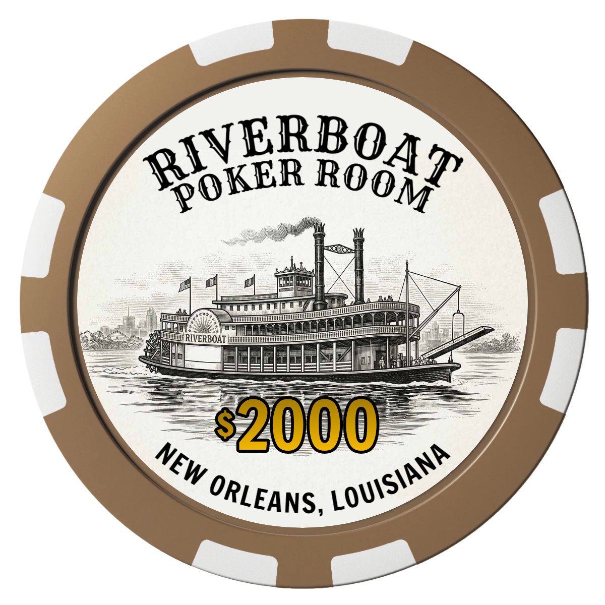 Riverboat Poker Room Composite Poker Chips - Brown / 8 Stripe - Back