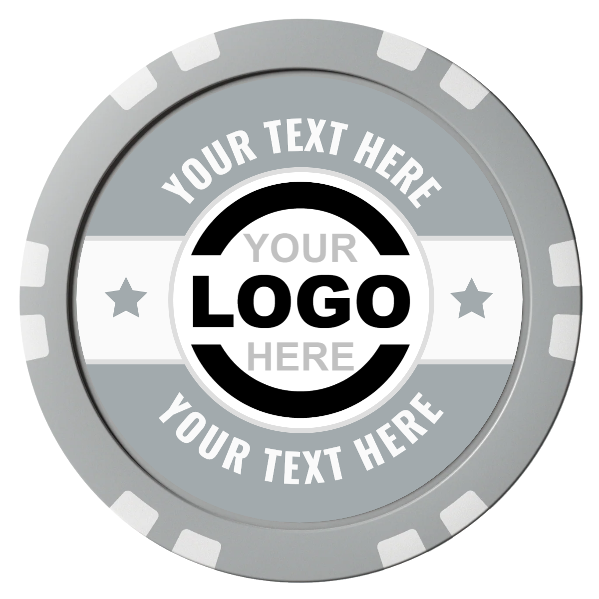 Star Banner Composite Poker Chips - Gray / Double Stripe - Front