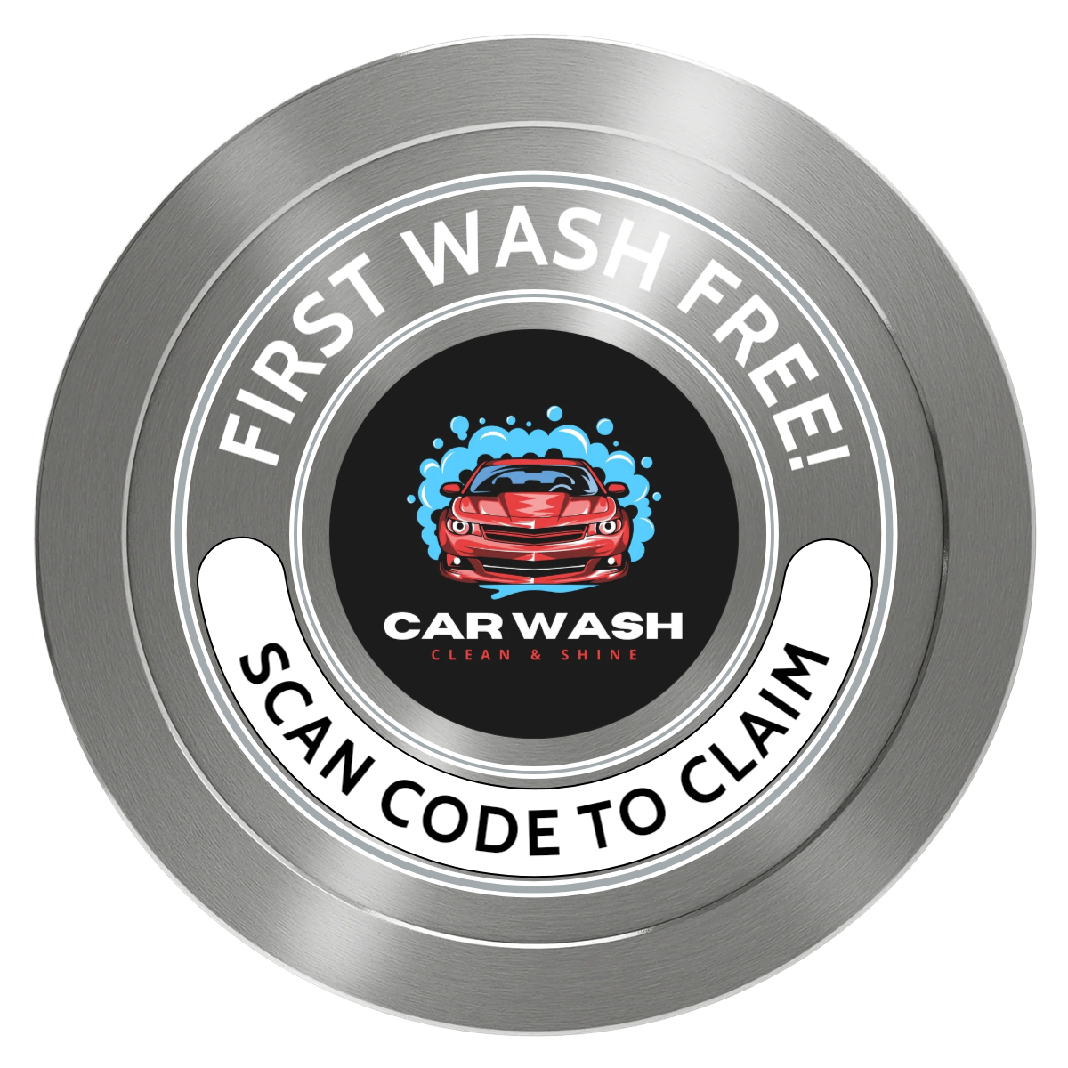 Car Wash Promotion Aluminum Poker Chips - Silver - Front
