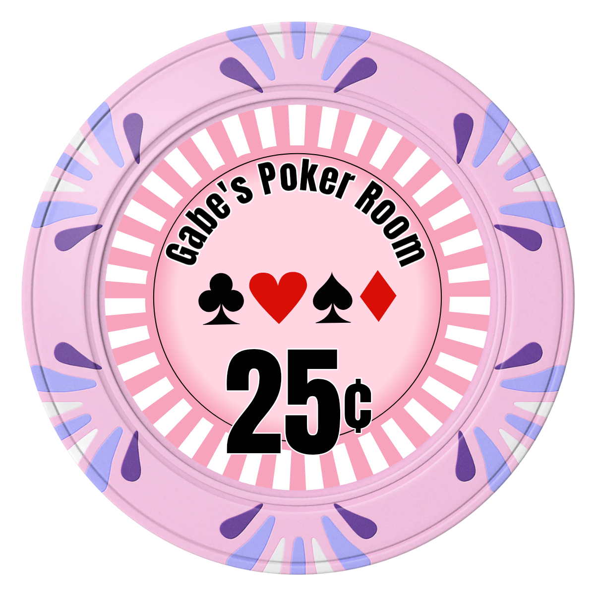Gabe's Poker Room Clay Poker Chips - Pink / Macau / 40mm - Front