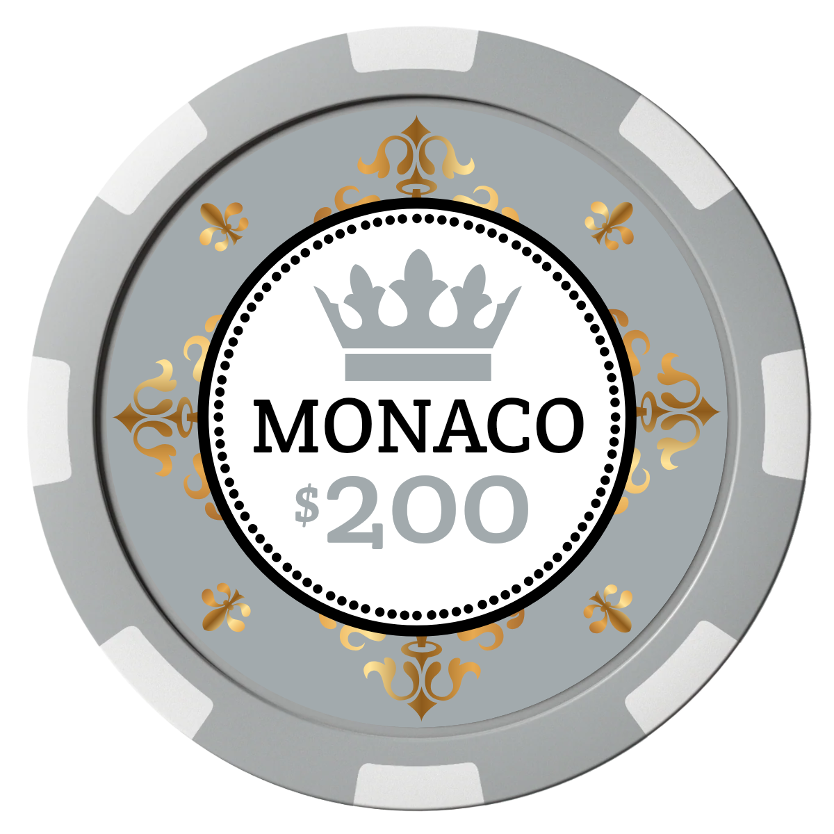 Monaco #001 Composite Poker Chips - Gray / 8 Spot - Front