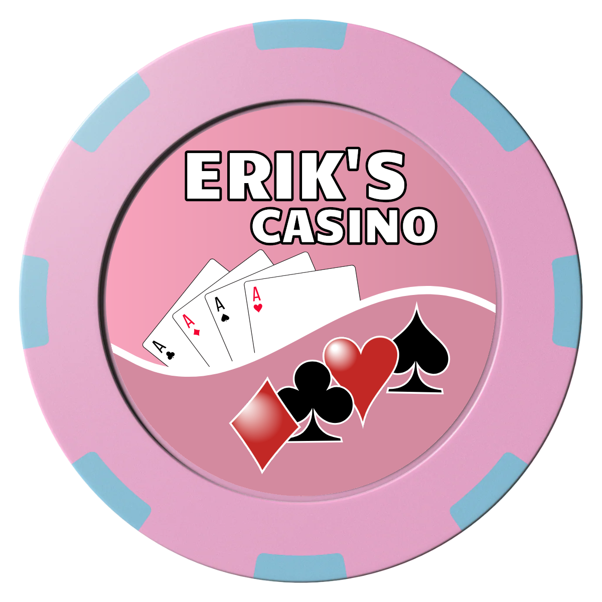 Erik's Casino Clay Poker Chips - Pink / 8 Spot (2 Tone) / 40mm - Front