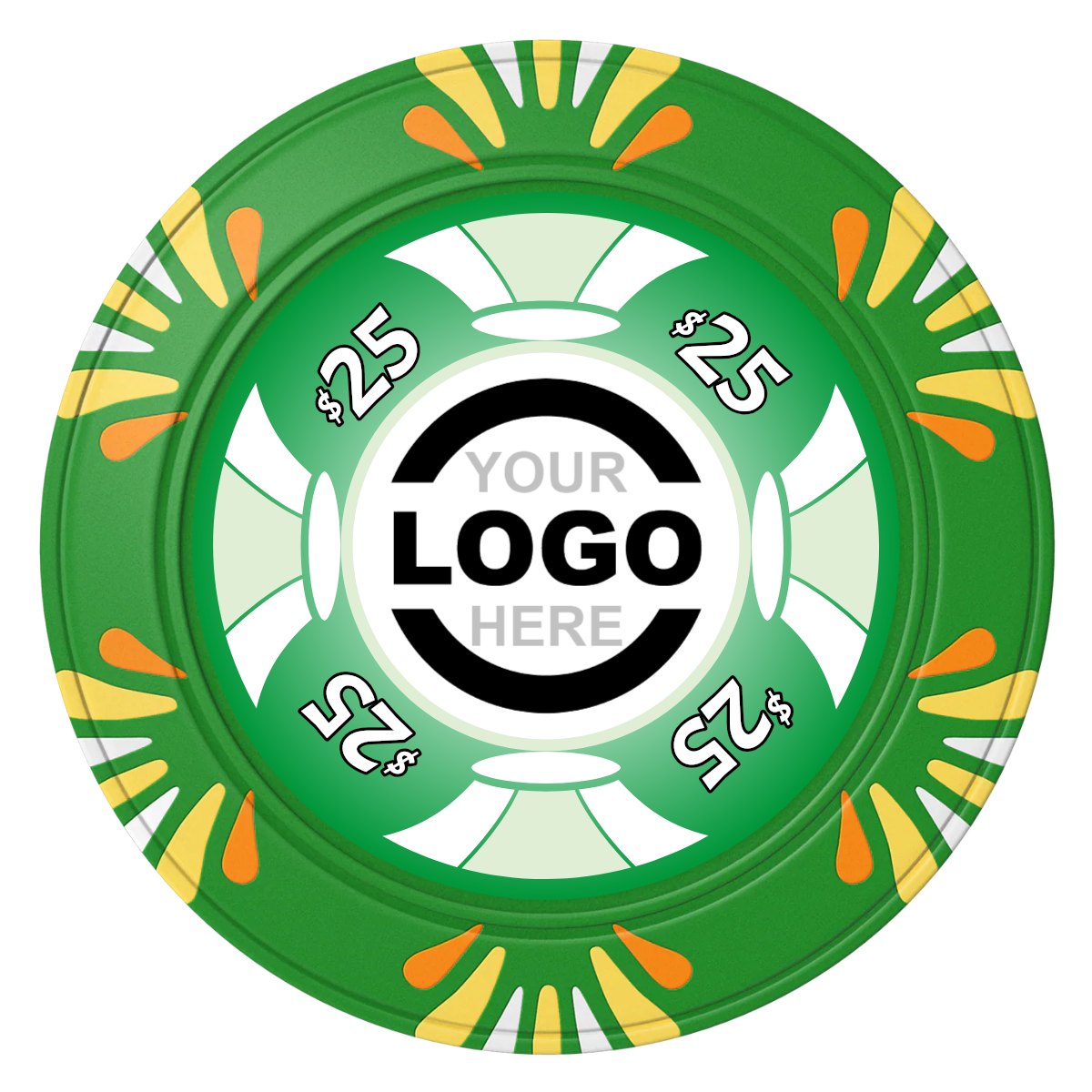 Alan Baker 4-2S A Clay Poker Chips - Green / Macau / 40mm - Front