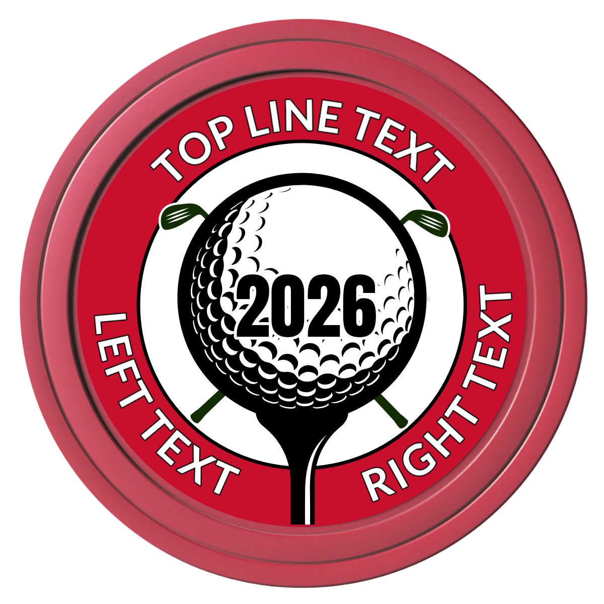 Tee it up Composite Poker Chips - Red / Solid - Front