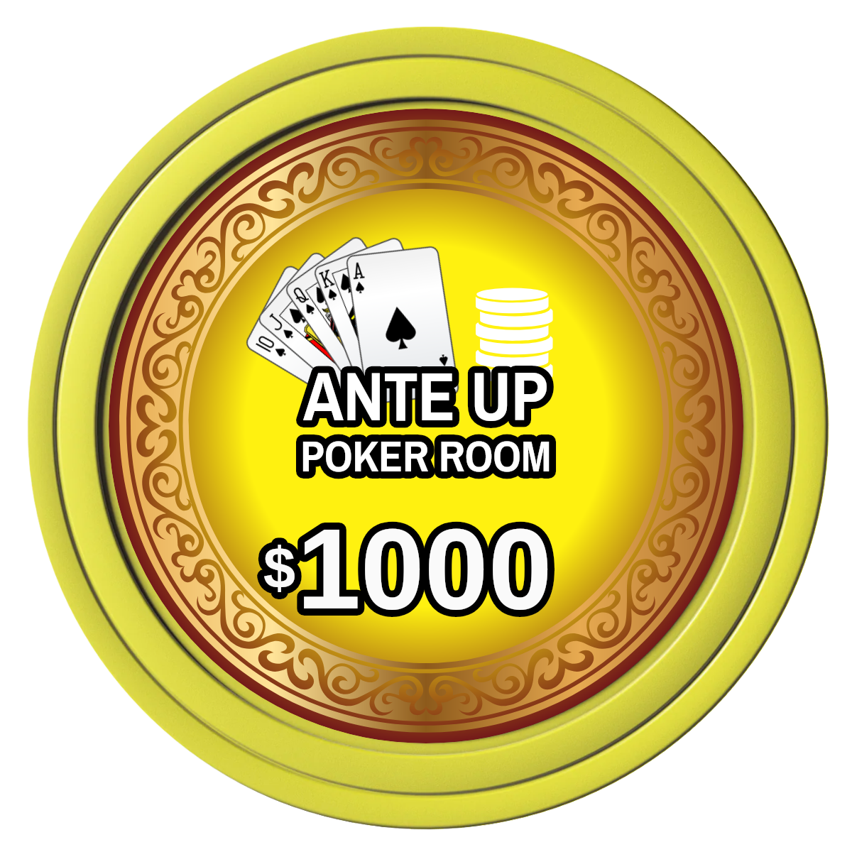 Ante Up Poker Room Composite Poker Chips - Yellow / Solid - Front