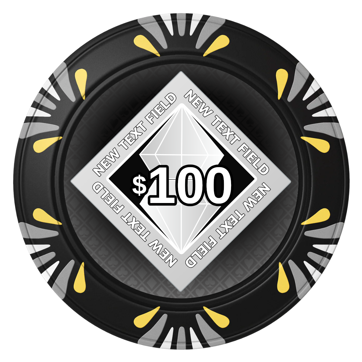 Diamond in the Rough Clay Poker Chips - Black / Macau / 40mm - Front