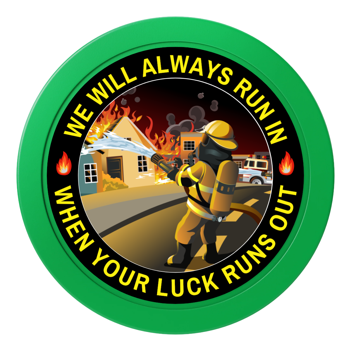 Firefighter Maltese Cross 2" Oversized Poker Chips - Green - Front