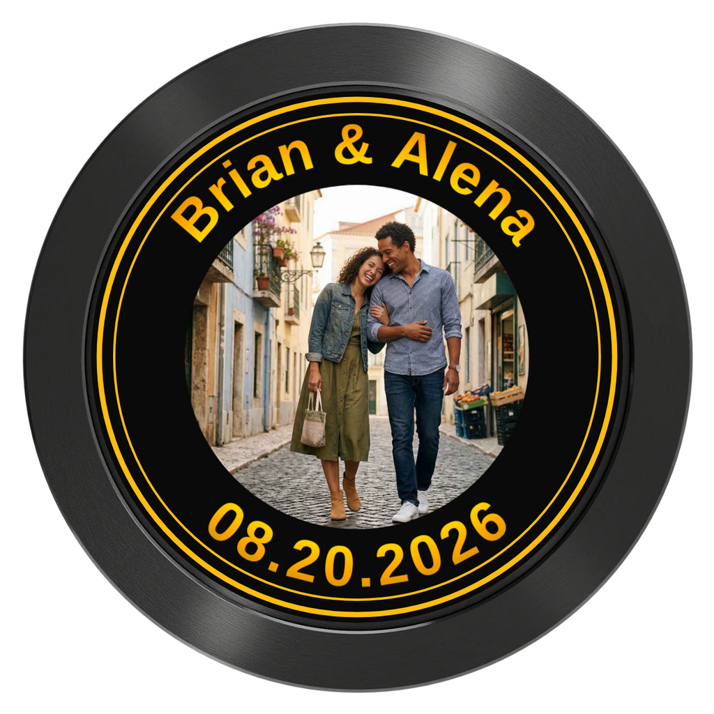 Save the Date Text Aluminum Poker Chips - Black - Back