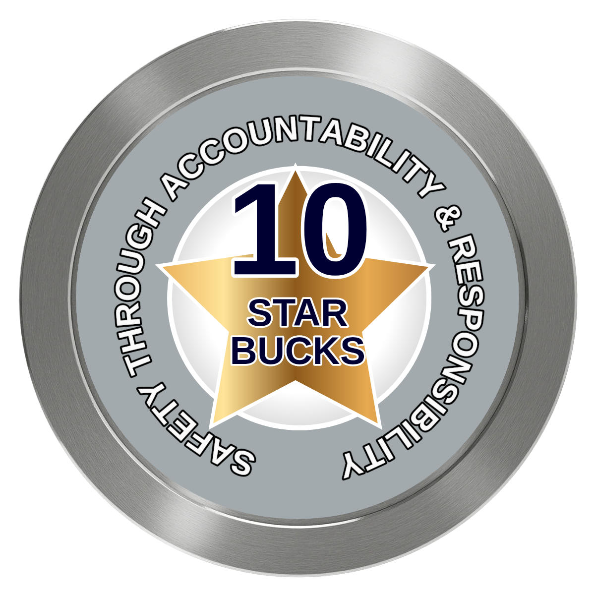 Safety Star Aluminum Poker Chips - Silver - Front