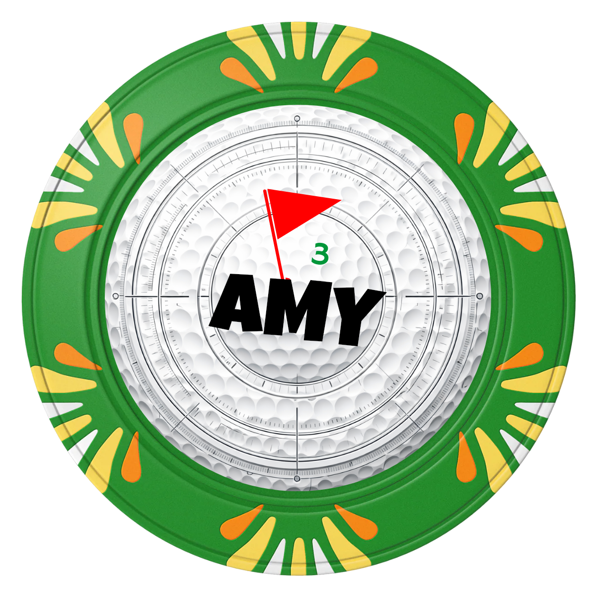 Ball Marcus Jr. Clay Poker Chips - Green / Macau / 40mm - Front