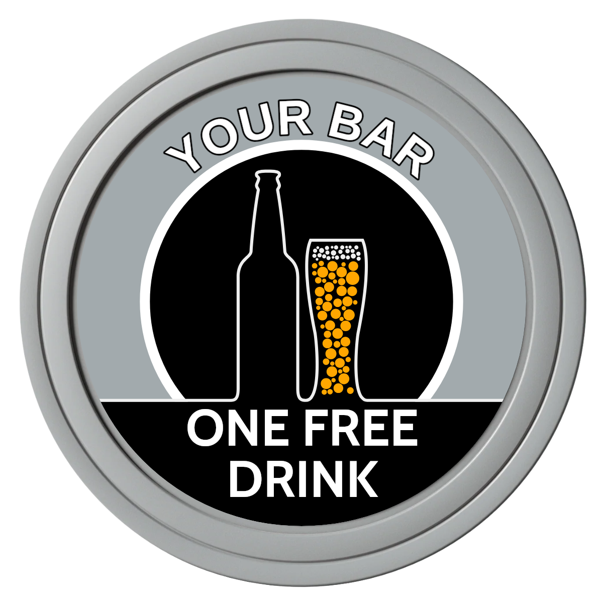 Beer and Glass Composite Poker Chips - Gray / Solid - Front