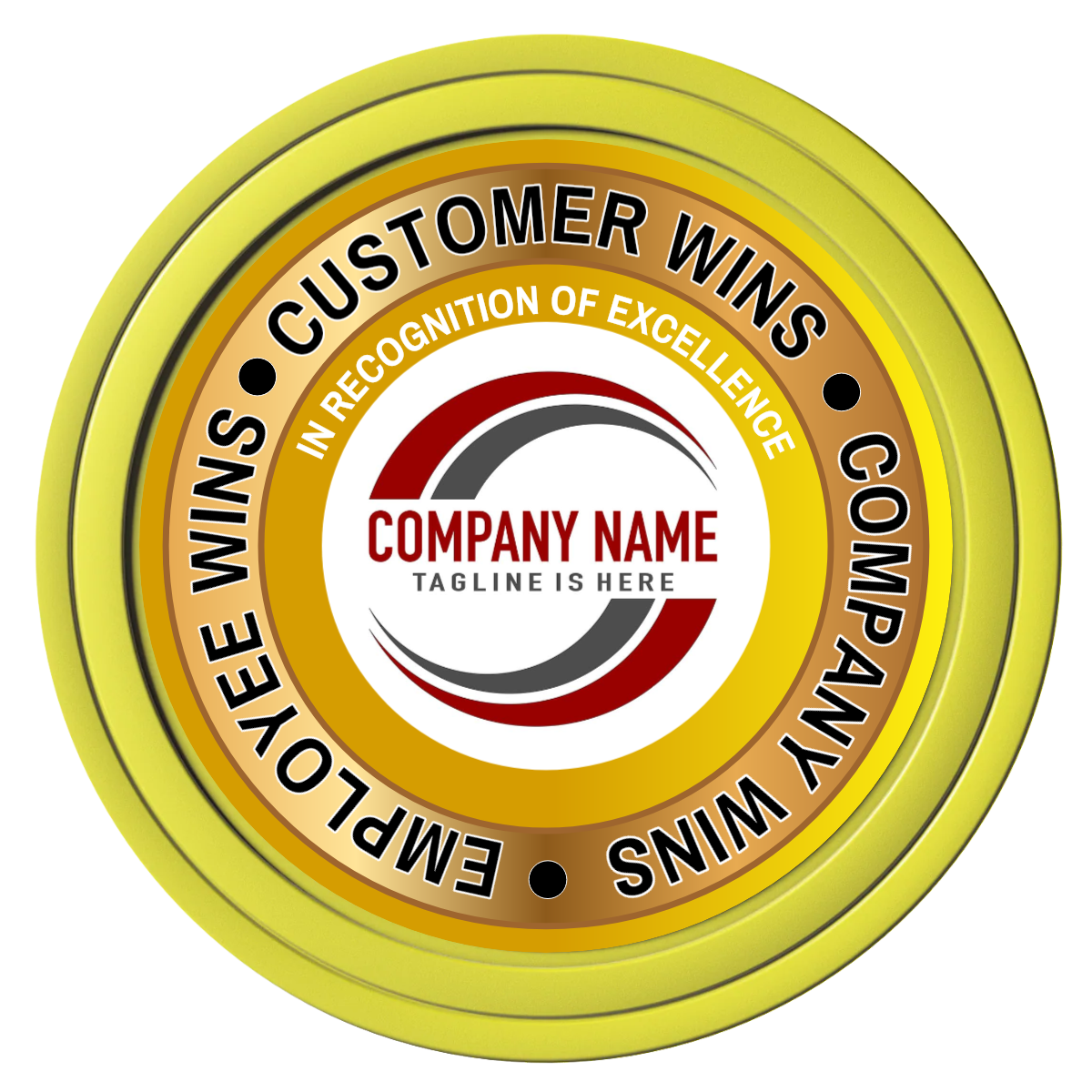 Gold Standard Composite Poker Chips - Yellow / Solid - Front