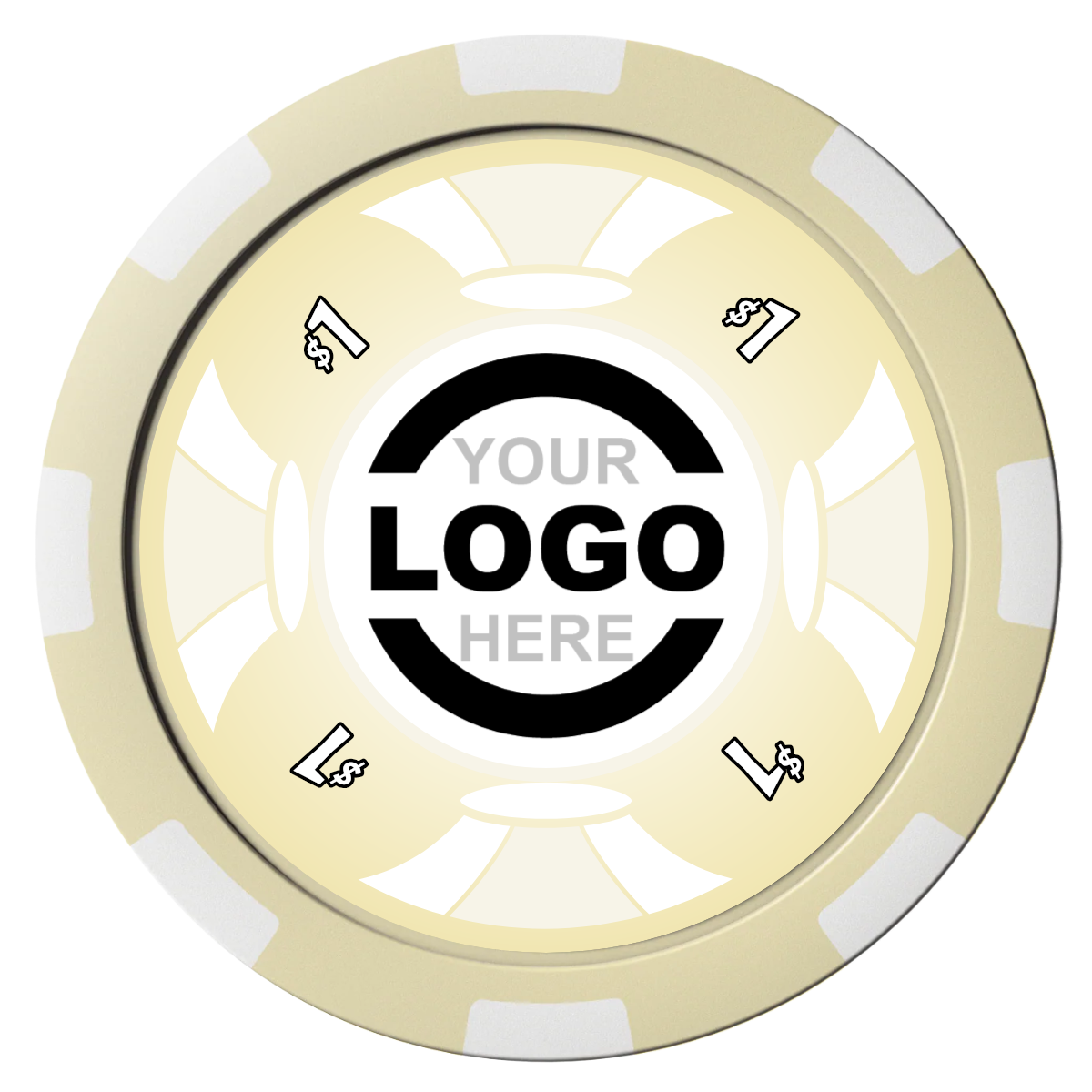 Alan Baker 4-2S A Composite Poker Chips - Ivory / 8 Spot - Front