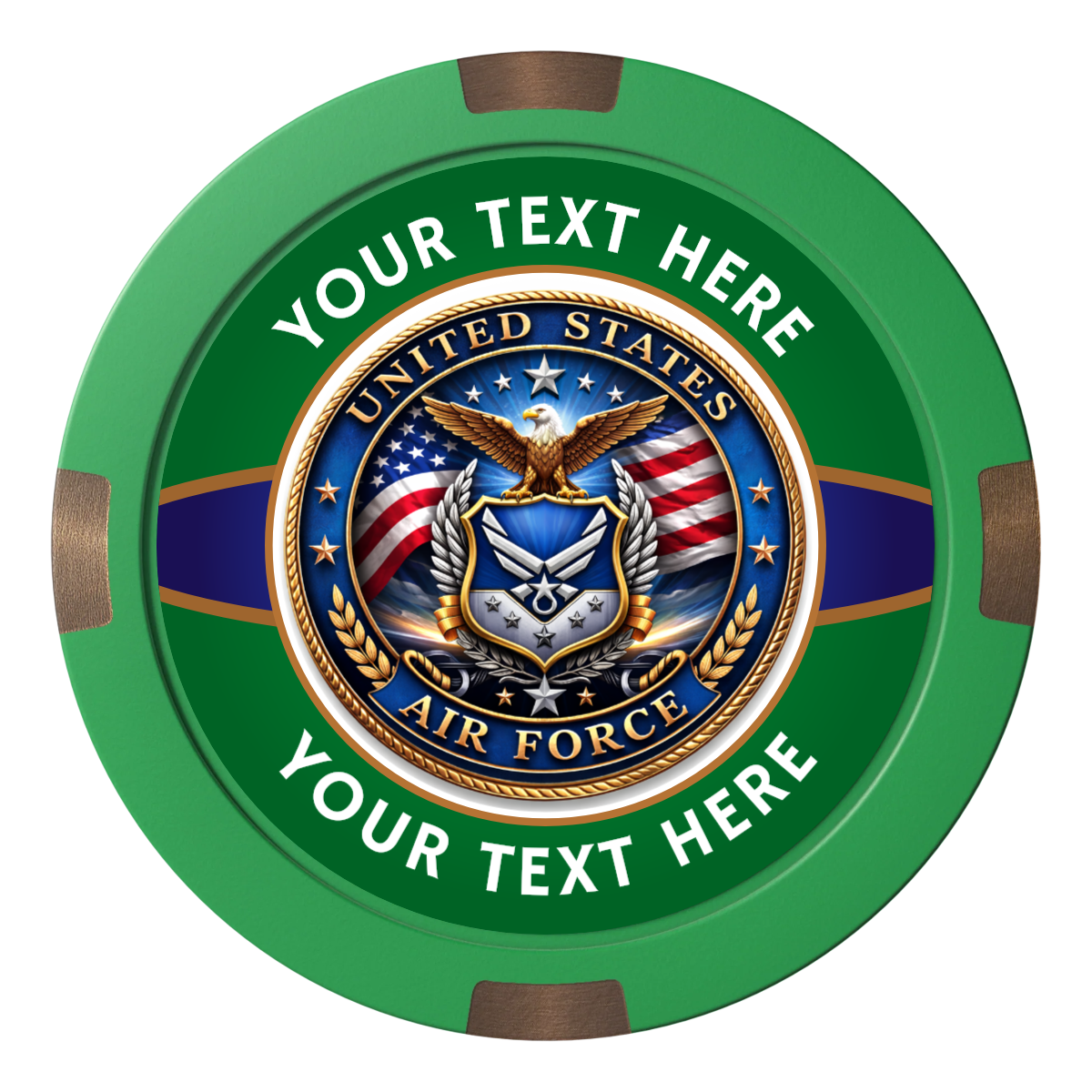 Air Force Composite & Metal Hybrid Poker Chips - Green - Back
