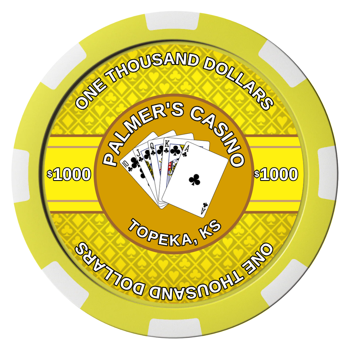 Palmer's Casino Composite Poker Chips - Yellow / 8 Stripe - Front