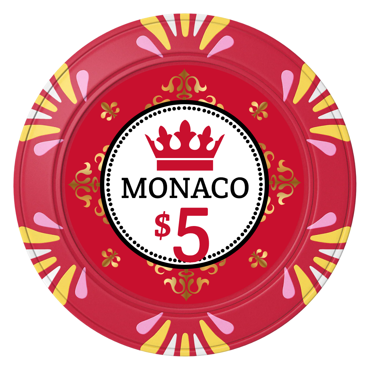 Monaco #001 Clay Poker Chips - Red / Macau / 40mm - Front