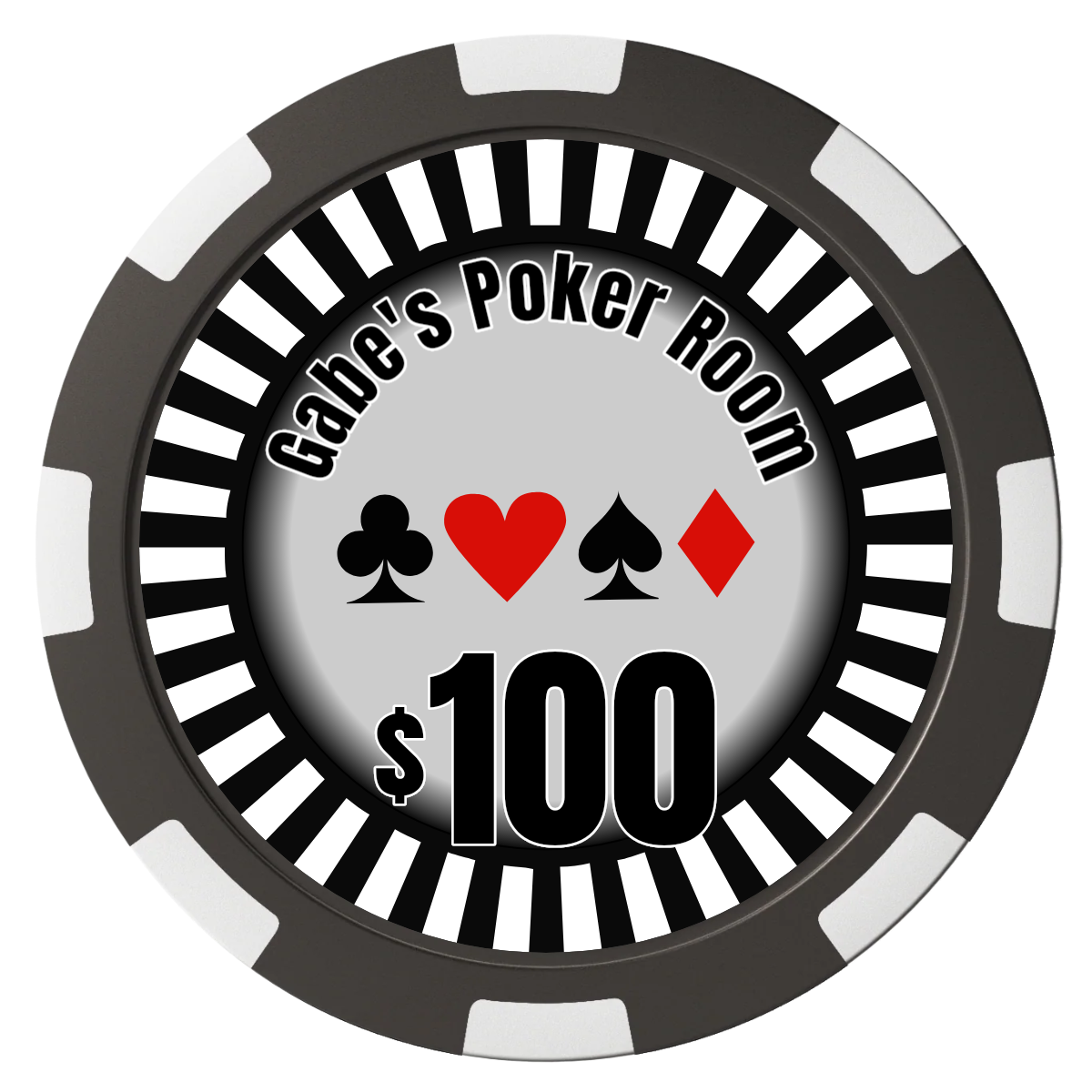 Gabe's Poker Room Magnetic Composite Poker Chips - Black / 8 Spot - Back