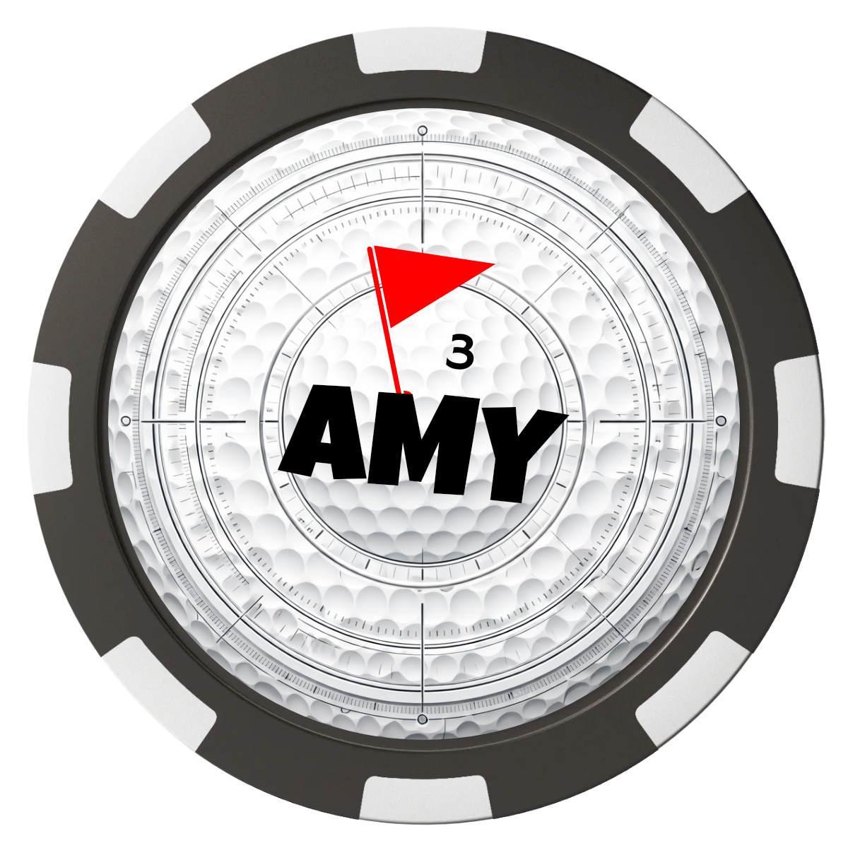 Ball Marcus Jr. Composite Poker Chips - Black / 8 Spot - Front