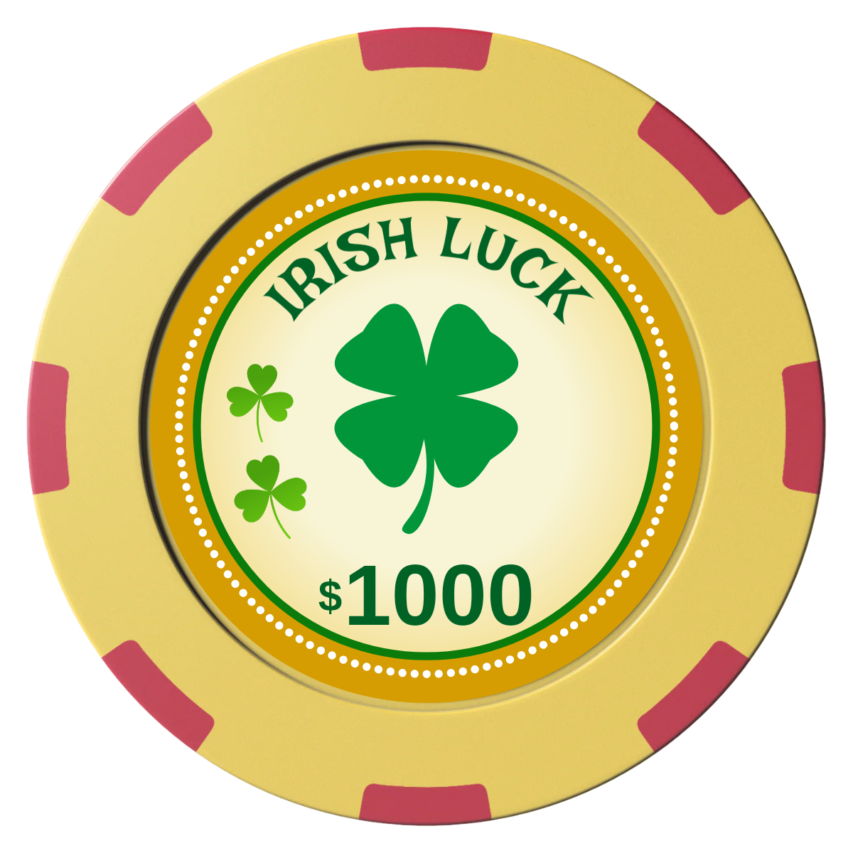 Irish Luck Clay Poker Chips - Yellow / 8 Spot (2 Tone) / 40mm - Front