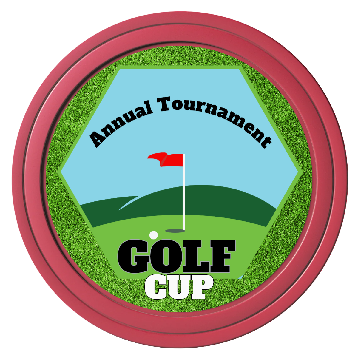 Golf Cup Composite Poker Chips - Red / Solid - Front