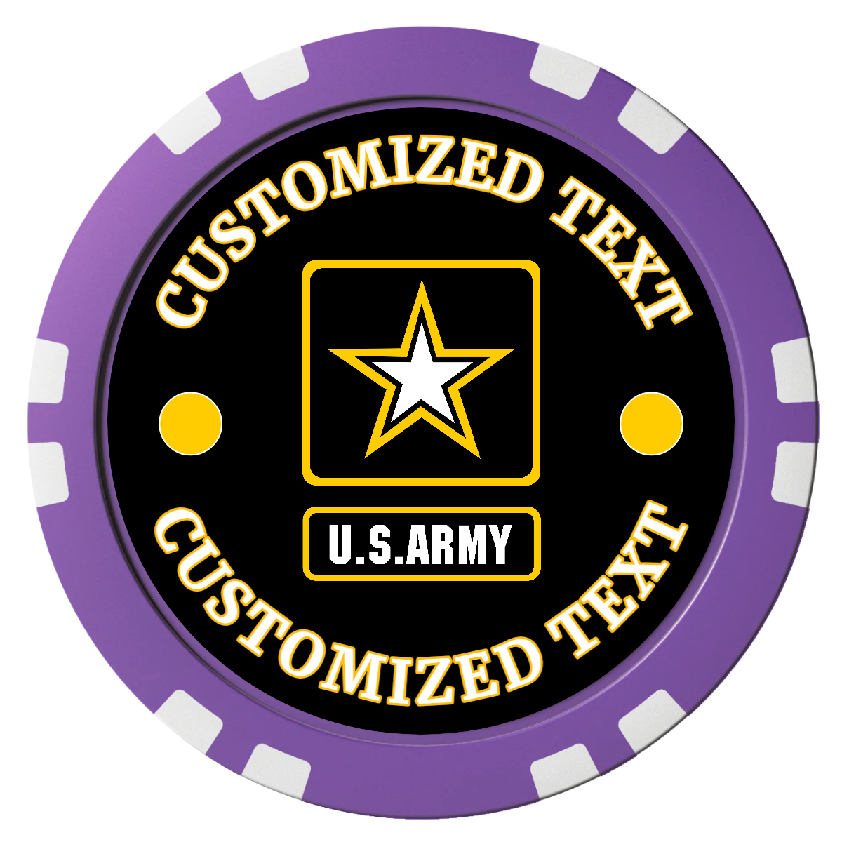 Army Strong Composite Poker Chips - Purple / Double Stripe - Front