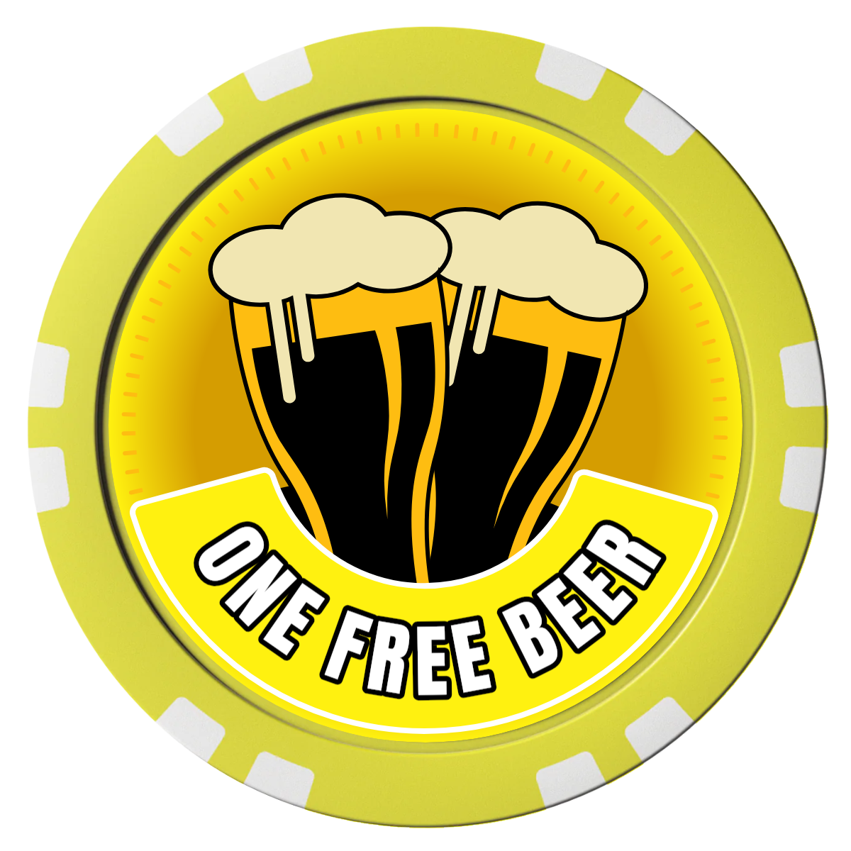 Double Pint 2 Composite Poker Chips - Yellow / Double Stripe - Front