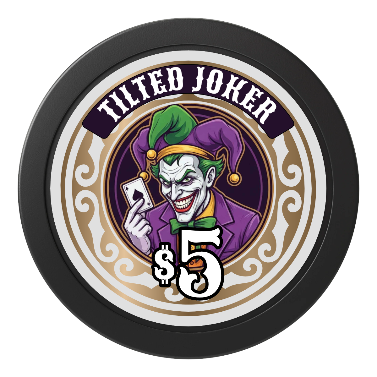 Tilted Joker 2" Composite Dealer Button - Black - Front