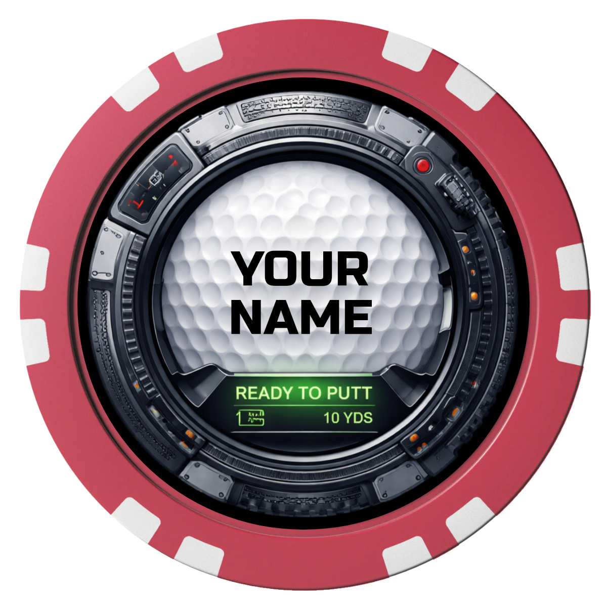 Auto Marked IV Composite Poker Chips - Red / Double Stripe - Front