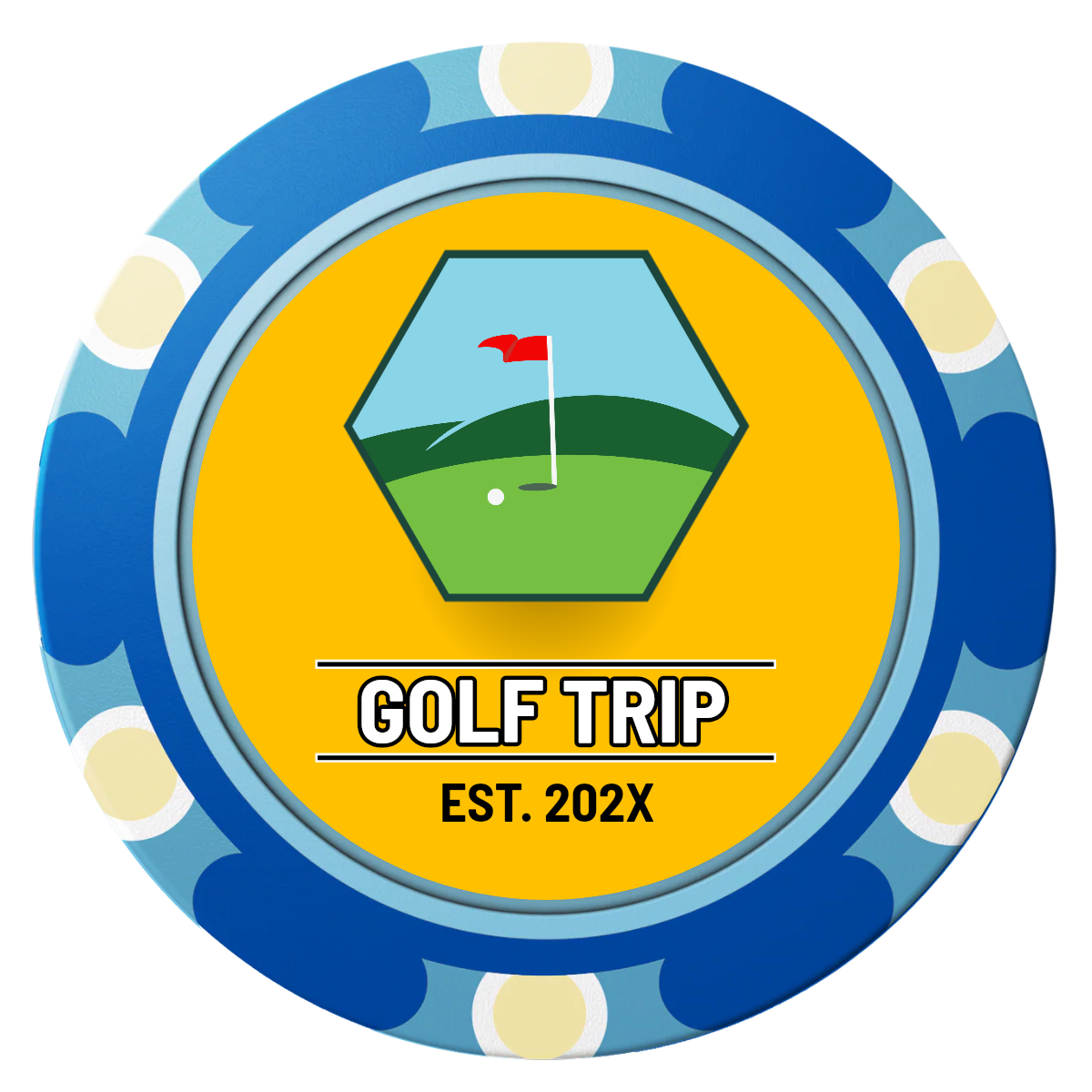 Golf Trip #001 Clay Poker Chips - Blue / Monte Carlo / 40mm - Back