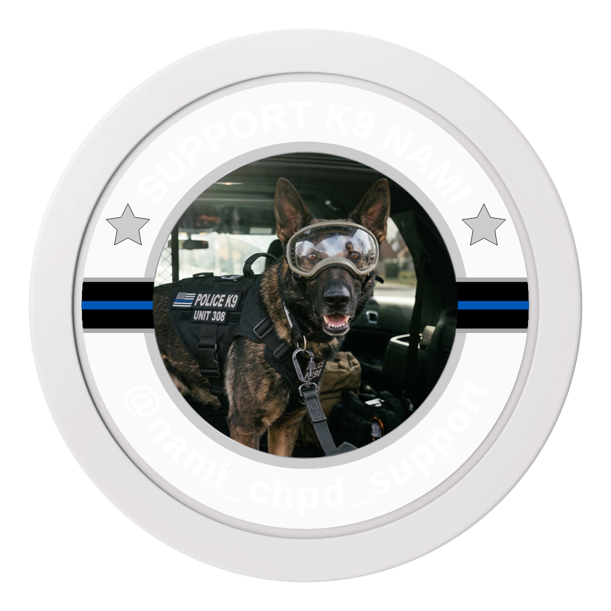 Police Department K9 #02 2" Oversized Poker Chips - White - Front