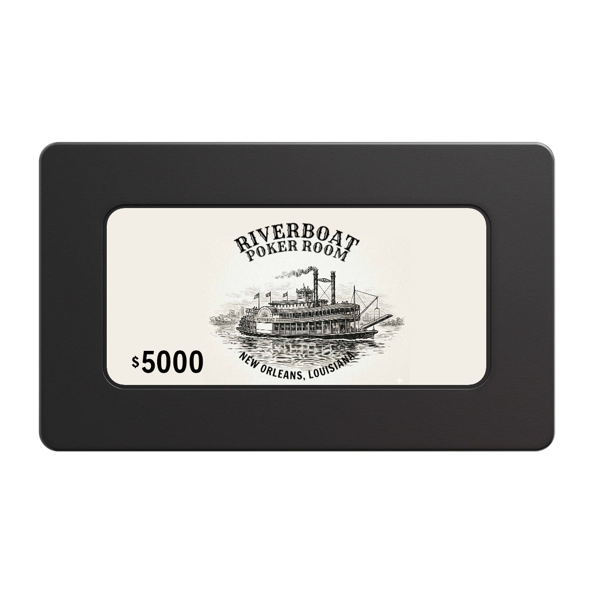 Riverboat Poker Room Rectangular Poker Chip Plaques - Black - Front