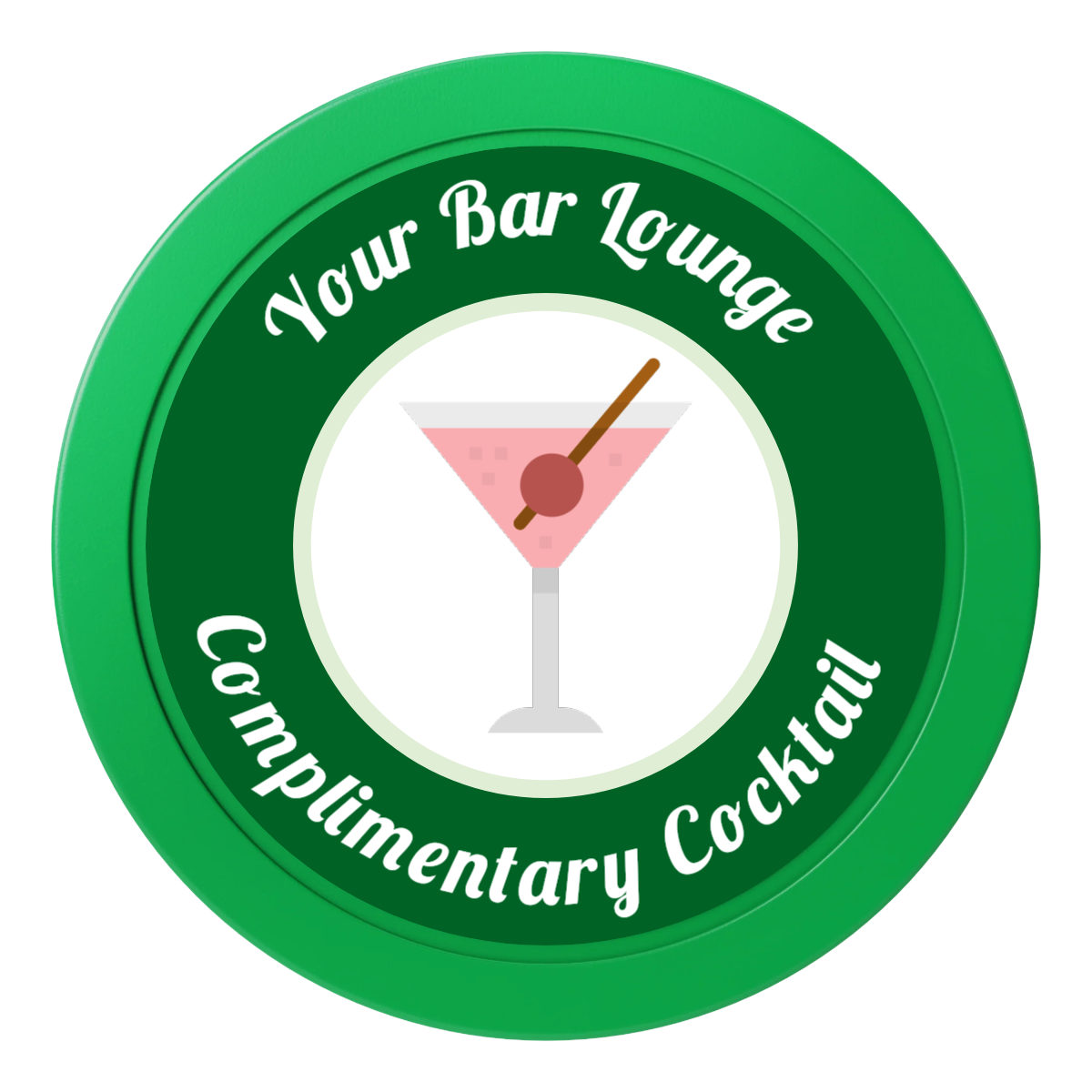 Fancy Drink 2" Oversized Poker Chips - Green - Front