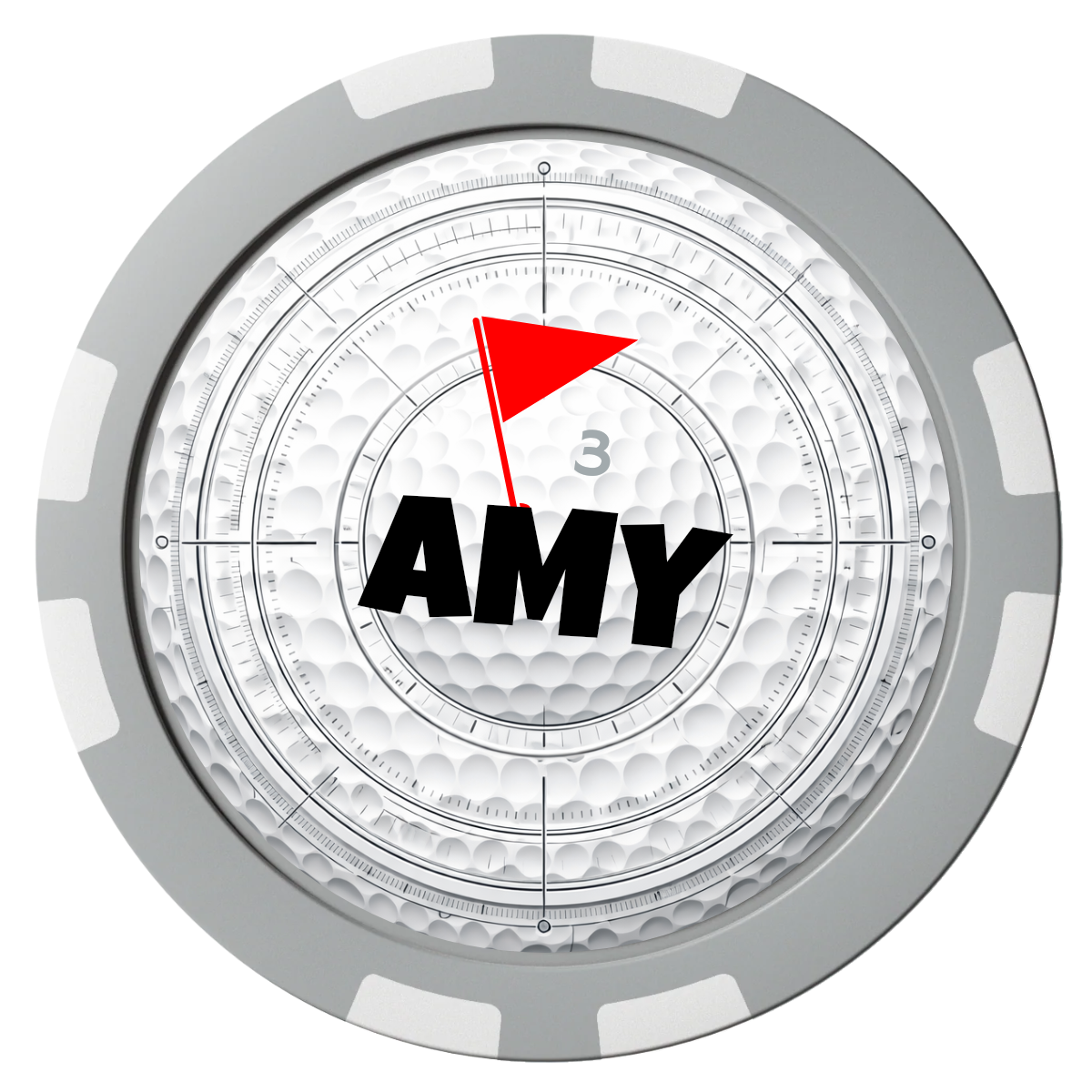 Ball Marcus Jr. Composite Poker Chips - Gray / 8 Stripe - Front