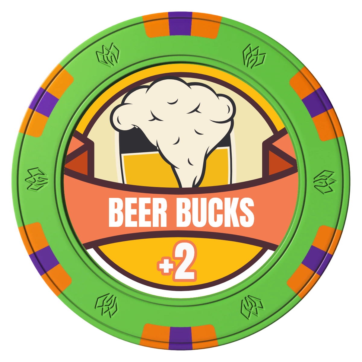 Banner Brew Clay Poker Chips - Green / 6 Spot Gem / 40mm - Front