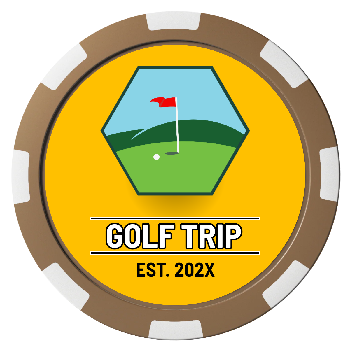 Golf Trip #001 Composite Poker Chips - Brown / 8 Spot - Front