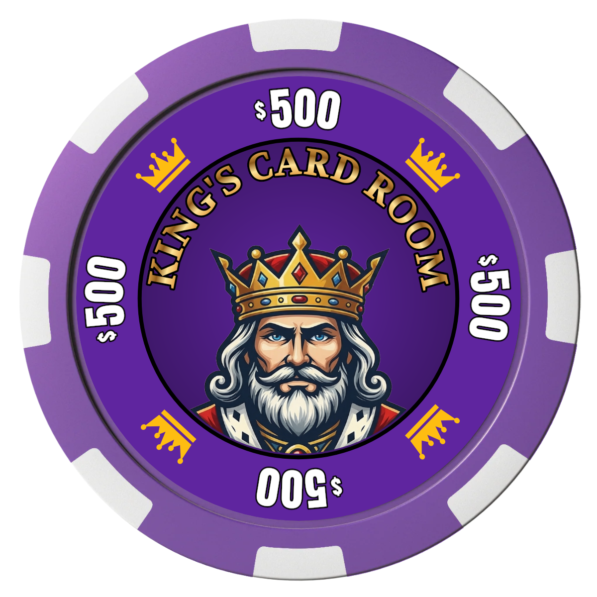 Kings Composite Poker Chips - Purple / 8 Spot - Front