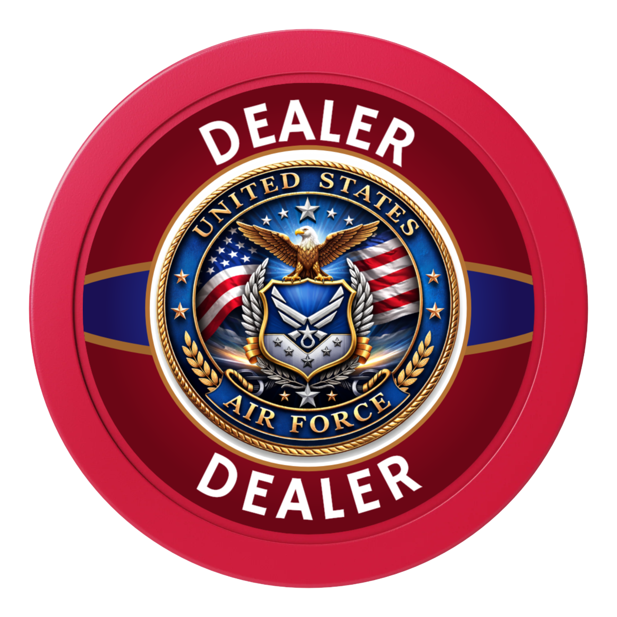 Air Force 2" Composite Dealer Button - Red - Back