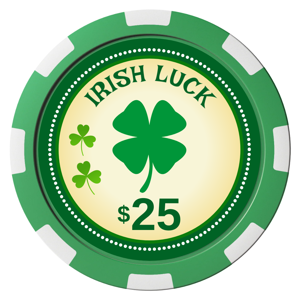 Irish Luck Composite Poker Chips - Green / 8 Spot - Front