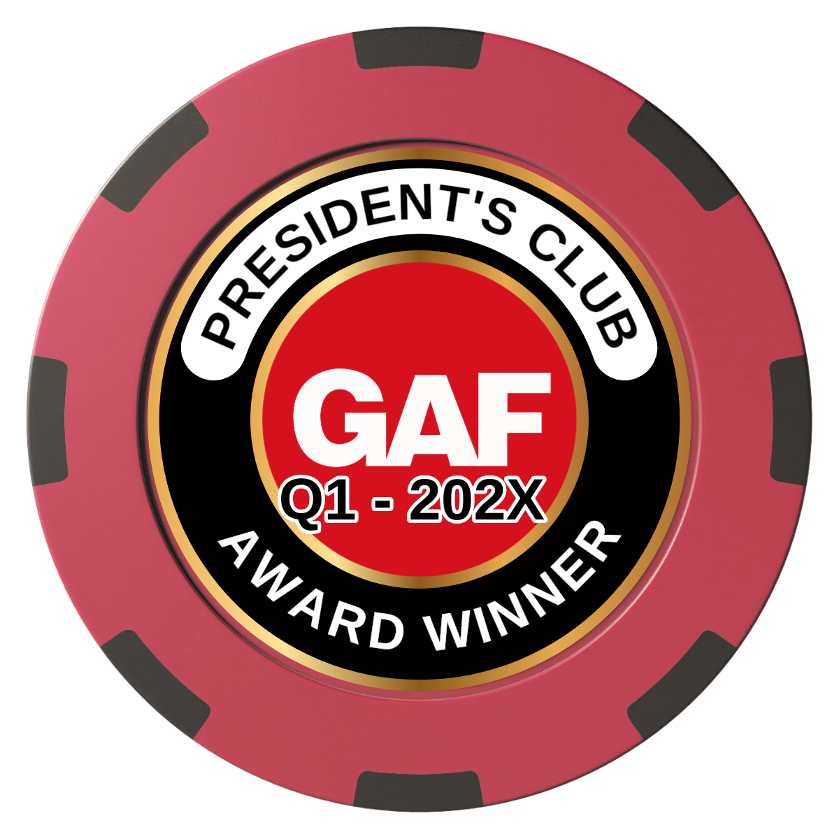 President's Club Clay Poker Chips - Red / 8 Spot (2 Tone) / 40mm - Front