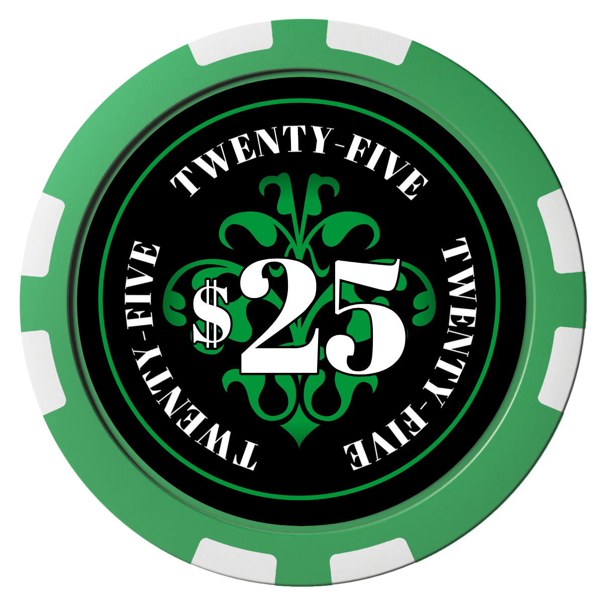 Gothic Revival Composite Poker Chips - Green / 8 Stripe - Front