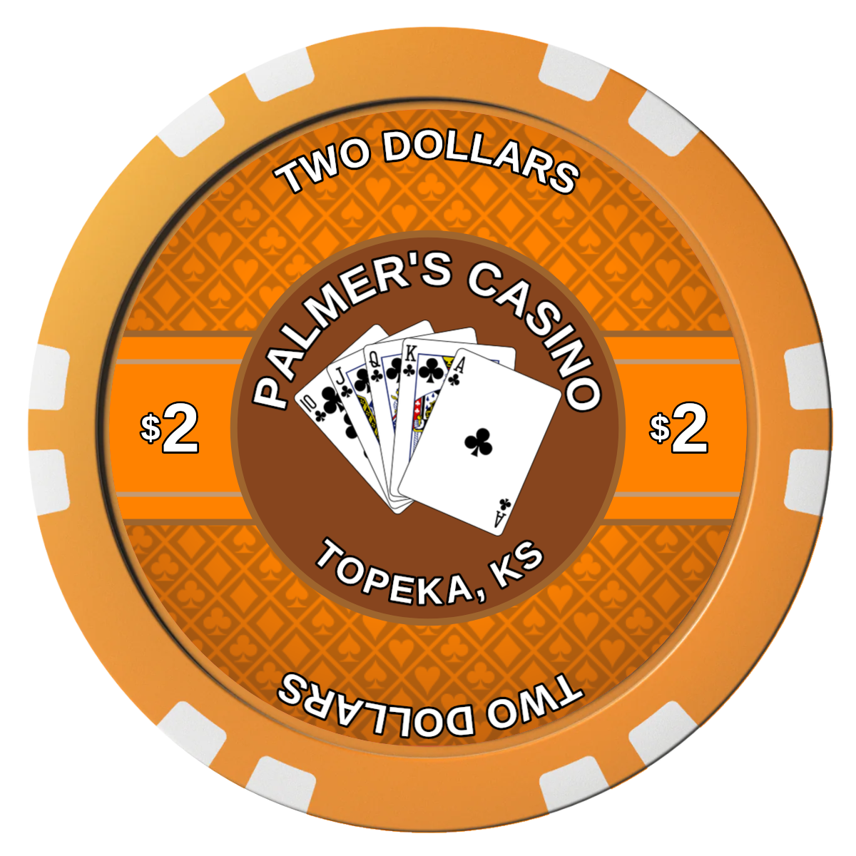 Palmer's Casino Composite Poker Chips - Orange / Double Stripe - Front