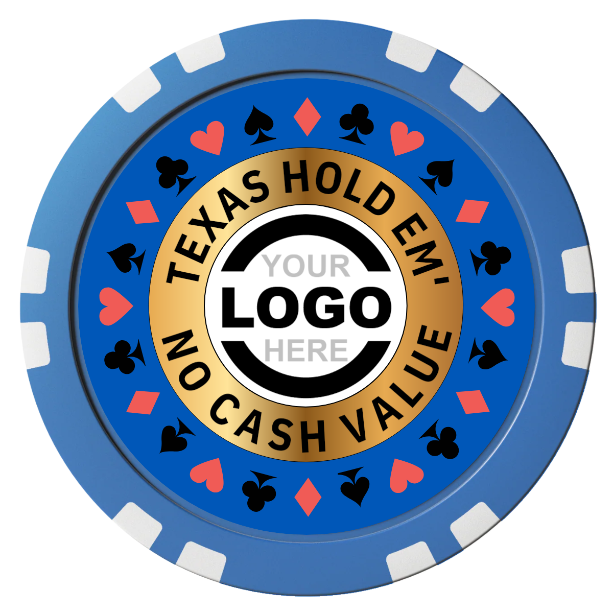 Texas Hold Em' Composite Poker Chips - Blue / Double Stripe - Front