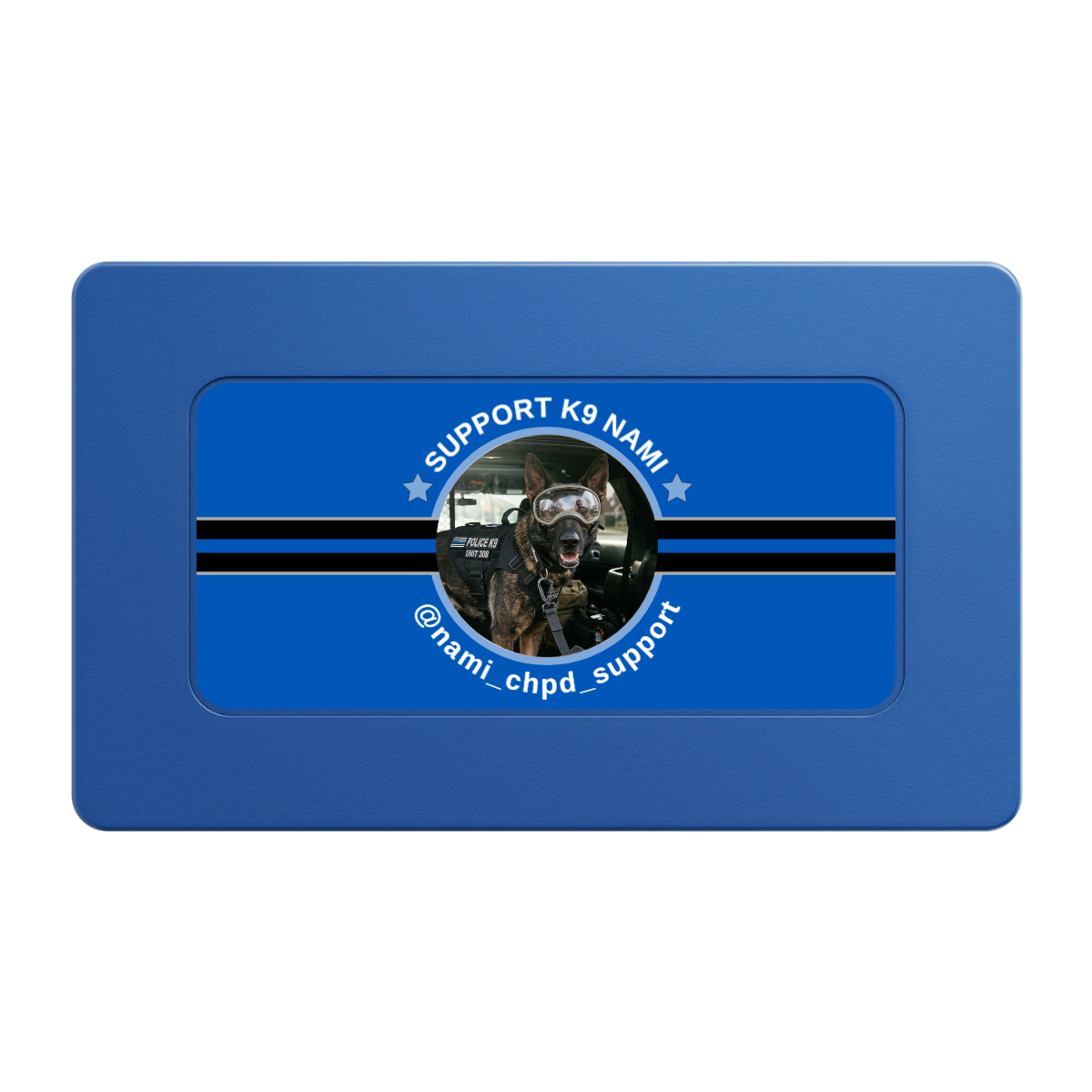 Police Department K9 #02 Rectangular Poker Chip Plaques - Blue - Front