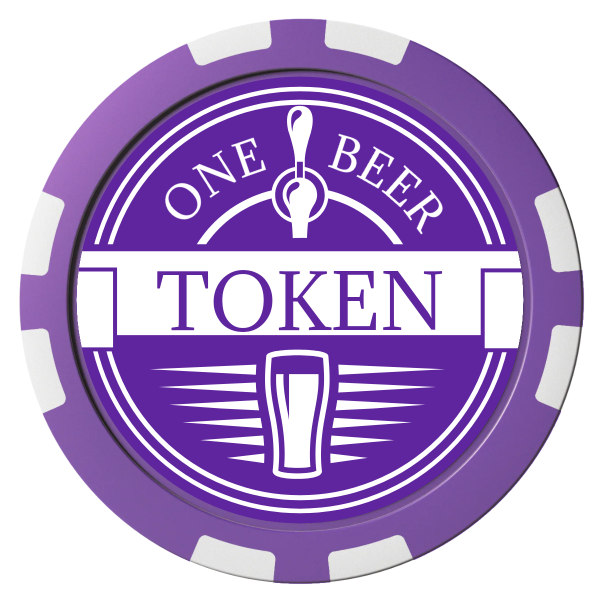 Tap Out Composite Poker Chips - Purple / 8 Stripe - Front