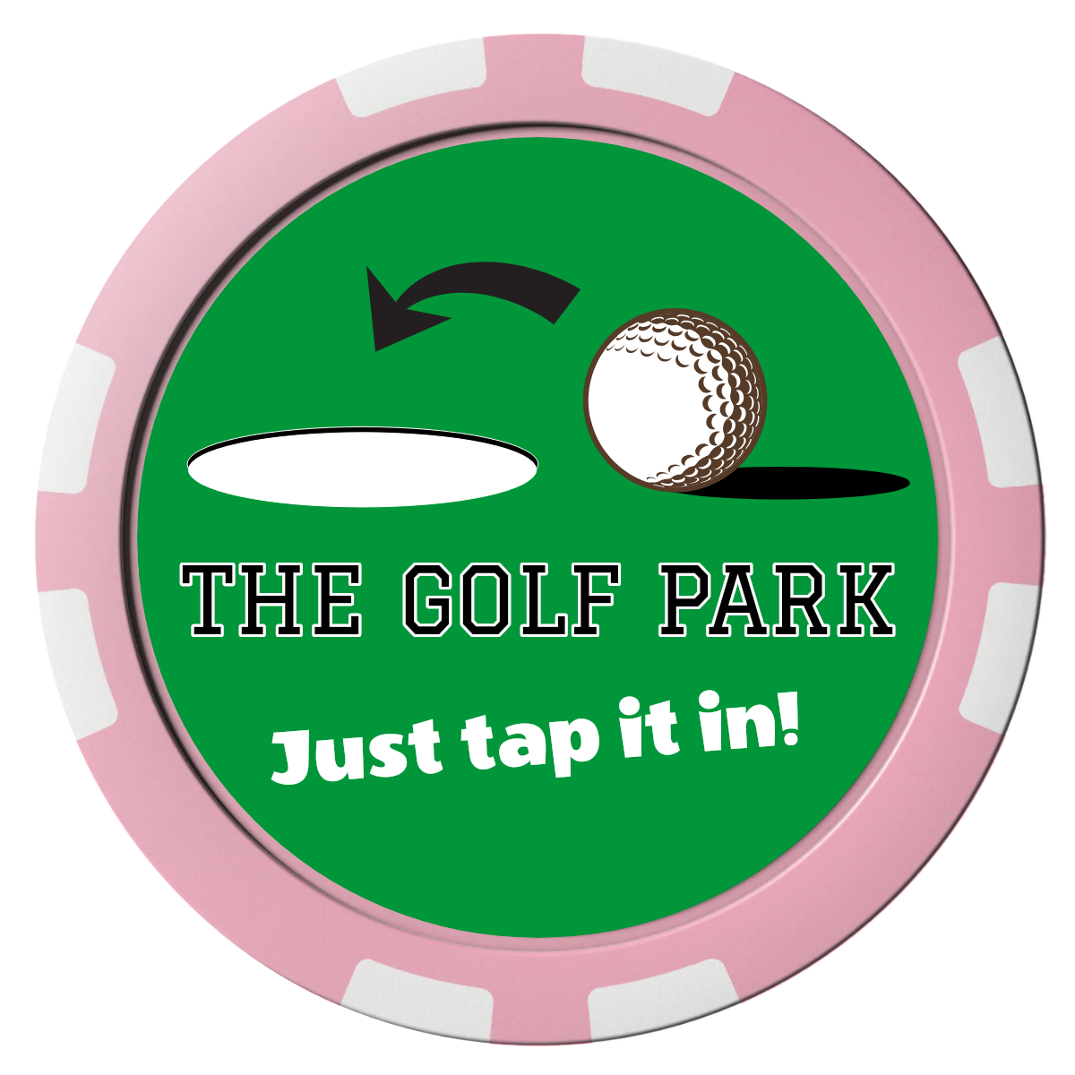 Golf Slogan Composite Poker Chips - Pink / 8 Stripe - Front