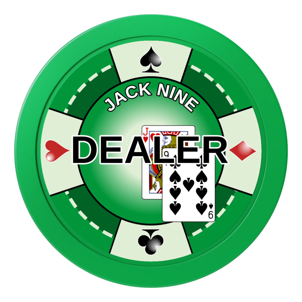 Jack Nine Card Room 2" Composite Dealer Button - Green - Front