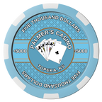 Palmer's Casino Composite Poker Chips - Light Blue / 8 Spot - Front